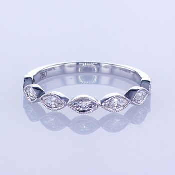 0.40CT 18KT WHITE GOLD MARQUISE DIAMOND MILGRAIN STACKABLE BAND 017242
