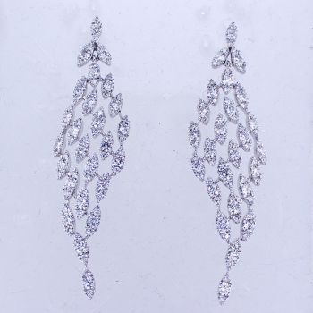 3.11CT Diamond Drop Earrings F SI1 18K White Gold 017275