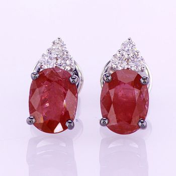 2.80CT Ruby and Diamond Earrings F SI 18K White Gold 017537