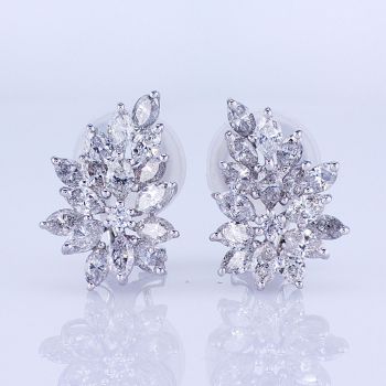 3.06CT Mix Cut Fashion Diamond Earrings F SI in Platinum  and 18K Gold 017558