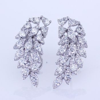 1.50CT Diamond Leaf Pattern Fashion Earrings F SI in 18K White Gold 1 inch 017568