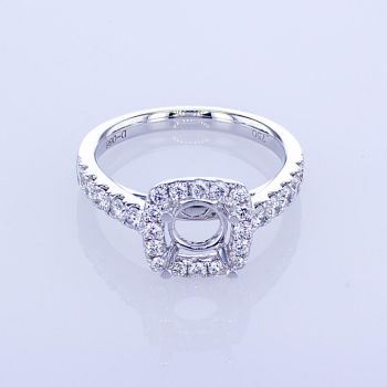0.66CT   18KT WHITE GOLD CUSHION HALO ENGAGEMENT DIAMOND RING SETTING 017594