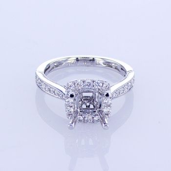 0.45CT   18KT WHITE GOLD SQUARE HALO ENGAGEMENT RING SETTING 017604