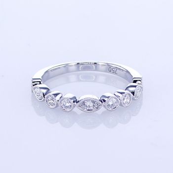 0.39CT 18KT WHITE GOLD DIAMOND STACKABLE RING WITH MARQUISE AND ROUND DIAMONDS 017730