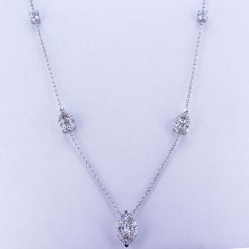 1.50CT F SI 18K White Gold Diamond Necklace 7 Sections and 17'' chain 017887
