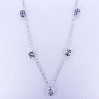 1.20CT F SI 18K White Gold Diamond Necklace 7 Sections and 18'' chain 017895