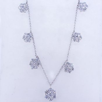 2.00CT 18KT WHITE GOLD 7 SECTION FLOWER CLUSTER DIAMOND NECKLACE 017932