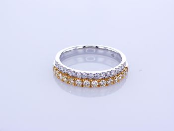 0.74CT 18KT WHITE AND YELLOW GOLD DIAMOND 2 ROW HIGH LOW BAND 018401