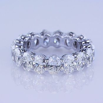 Lab Grown 4.00ct F VS1 Classic Diamond Eternity Ring - Oval Cut - Set in 14KT White Gold - Size 6.25