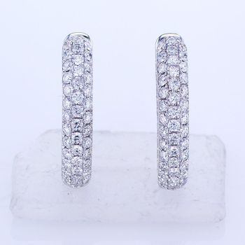 3.34CT 18KT WHITE GOLD ROUND CUT INSIDE & OUT HOOP EARRINGS 018986