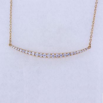 0.46CT  18KT YELLOW GOLD ROUND DIAMOND TAPERED BAR NECKLACE 019230