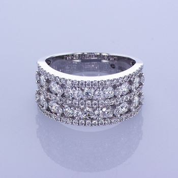 1.72CT  18KT WHITE GOLD FIVE ROW ROUND DIAMOND COCKTAIL BAND 019237