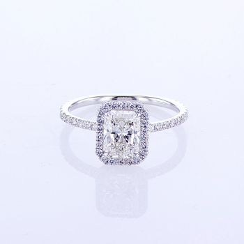 14KT WHITE GOLD HALO EMERALD DIAMOND ENGAGEMENT RING (No center stone included)
