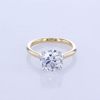 18KT YELLOW GOLD PLAIN PAVE ROUND BRILLIANT DIAMOND ENGAGEMENT RING (No center stone included)