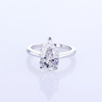 14KT WHITE GOLD SOLITAIRE PEAR CUT DIAMOND ENGAGEMENT RING W/ PLAIN SETTING (No center stone included)