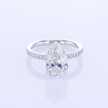 PLATINUM PAVE PEAR CUT DIAMOND ENGAGEMENT RING W/ DIAMONDS ON BASKET (no center stone included)