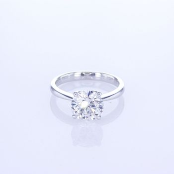 18KT WHITE GOLD PLAIN PAVE ROUND CUT DIAMOND ENGAGEMENT RING  (No center stone included)