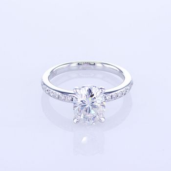 2.01 Carat Oval Moissanite Engagement Ring Setting (No center stone included)