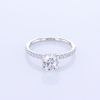 18KT WHITE GOLD PAVE ROUND BRILLIANT DIAMOND ENGAGEMENT RING (No center stone included)
