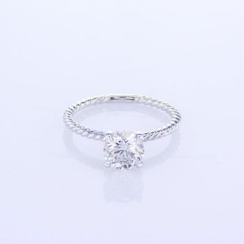14KT WHITE GOLD SOLITAIRE ROUND CUT DIAMOND ENGAGEMENT RING W/ TWISTED ROPE BAND (No center stone included)