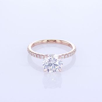 18KT ROSE GOLD PAVE BRILLIANT DIAMOND ENGAGEMENT RING (No center stone included)