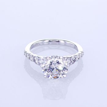 14KT WHITE GOLD ROUND BRILLIANT DIAMOND ENGAGEMENT RING W/ GRADUATING DIAMONDS ON SHANK (No center stone included)
