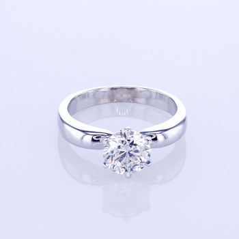 18KT WHITE GOLD 6-PRONG SOLITAIRE ROUND BRILLIANT DIAMOND ENGAGEMENT RING (No center stone included)
