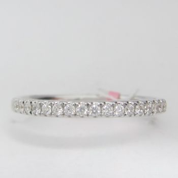 19 Stones 0.20ctw Wedding  Band With Halfway Prong Round Brilliant Diamond in 18KT White Gold  