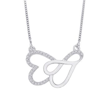 0.13ctw Diamond Infinity And Heart Shape Necklace G-H SI 10KT White Gold 