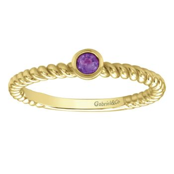 14kt Yellow gold twisted Stackable Amethyst ring with a total weight of 0.09ct UNLR5665Y4JAM-IGCD