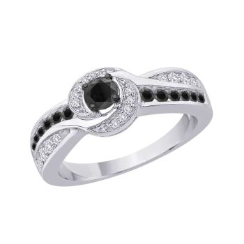 0.65ctw Black And White Diamond Fashion Ring SI in 10K White Gold