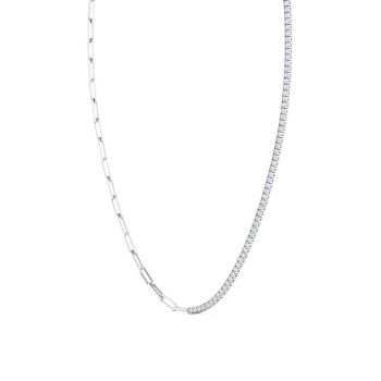 4.00Ct 14Kt Gold Lab Grown Diamond Half Tennis (W/Paperclip Chain) Necklace