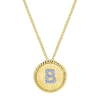 Letter "B" Diamond set initial Necklace set in 14KT Yellow Gold Gold 0.11 ct UNNK2645B-M45JJ-IGCD