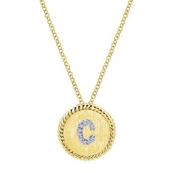 Letter "C" Diamond set initial Necklace set in 14KT Yellow Gold Gold 0.06 ct UNNK2645C-M45JJ-IGCD