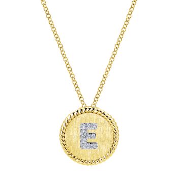 Letter "E" Diamond set initial Necklace set in 14KT Yellow Gold Gold 0.10 ct UNNK2645E-M45JJ-IGCD