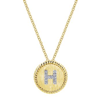 Letter "H" Diamond set initial Necklace set in 14KT Yellow Gold Gold 0.12 ct UNNK2645H-M45JJ-IGCD