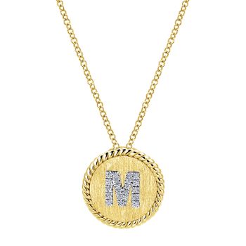 Letter "M" Diamond set initial Necklace set in 14KT Yellow Gold Gold 0.016 ct UNNK2645M-M45JJ-IGCD