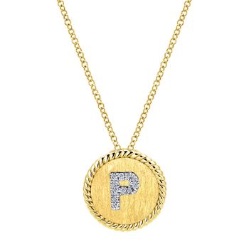 Letter "P" Diamond set initial Necklace set in 14KT Yellow Gold Gold 0.09 ct UNNK2645P-M45JJ-IGCD