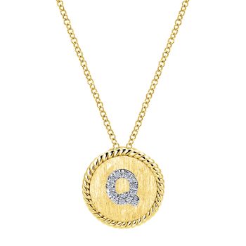 Letter "Q" Diamond set initial Necklace set in 14KT Yellow Gold Gold 0.13 ct UNNK2645Q-M45JJ-IGCD