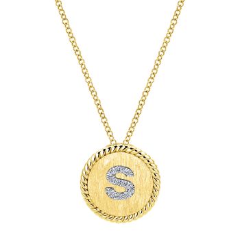 Letter "S" Diamond set initial Necklace set in 14KT Yellow Gold Gold 0.09 ct UNNK2645S-M45JJ-IGCD