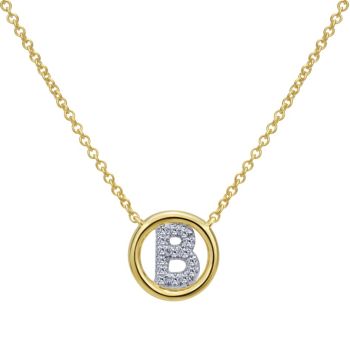Letter "B" Diamond set initial Necklace set in 14KT Yellow Gold Gold 0.06 ct UNNK4522B-Y45JJ-IGCD