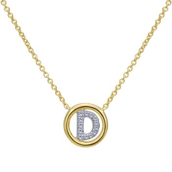 Letter "D" Diamond set initial Necklace set in 14KT Yellow Gold Gold 0.07 ct UNNK4522D-Y45JJIGCD
