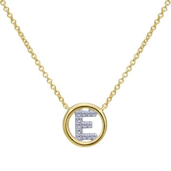 Letter "E" Diamond set initial Necklace set in 14KT Yellow Gold Gold 0.06 ct UNNK4522E-Y45JJ-IGCD