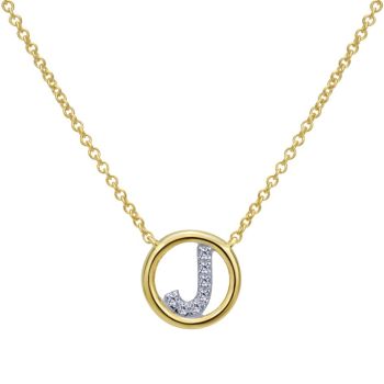 Letter "J" Diamond set initial Necklace set in 14KT Yellow Gold Gold 0.05 ct UNNK4522J-Y45JJ-IGCD