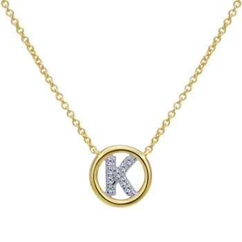 Letter "K" Diamond set initial Necklace set in 14KT Yellow Gold Gold 0.05 ct UNNK4522K-Y45JJ-IGCD