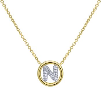 Letter "N" Diamond set initial Necklace set in 14KT Yellow Gold Gold 0.06 ct UNNK4522N-Y45JJ-IGCD