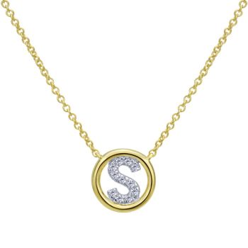 Letter "S" Diamond set initial Necklace set in 14KT Yellow Gold Gold 0.08 ct UNNK4522S-Y45JJ-IGCD