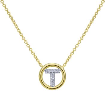 Letter "T" Diamond set initial Necklace set in 14KT Yellow Gold Gold 0.05 ct UNNK4522T-Y45JJ-IGCD