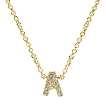 Letter "A" Diamond set initial Necklace set in 14KT Yellow Gold Gold 0.05 ct UNNK4577A-Y45JJ-IGCD