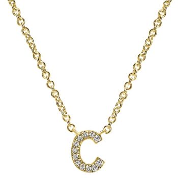 Letter "C" Diamond set initial Necklace set in 14KT Yellow Gold Gold 0.06 ct UNNK4577C-Y45JJ-IGCD